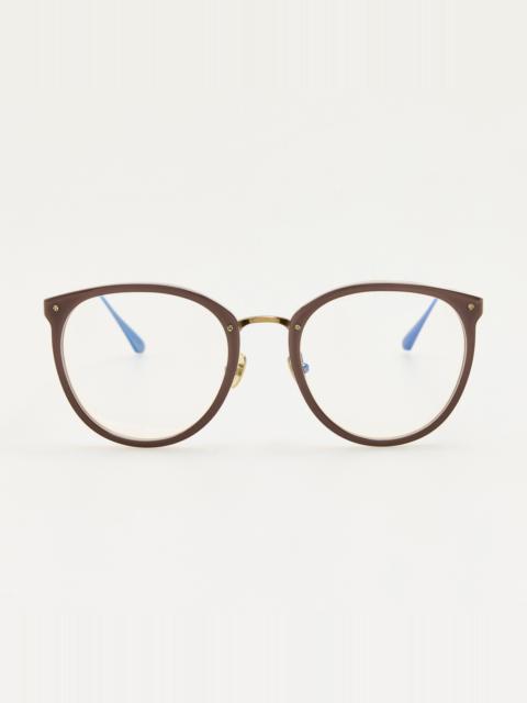 LINDA FARROW Calthorpe Optical in Antique Gold and Taupe