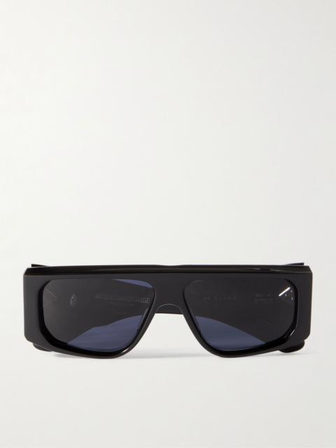 JACQUES MARIE MAGE Cliff Square-Frame Acetate and Silver-Tone Sunglasses Black