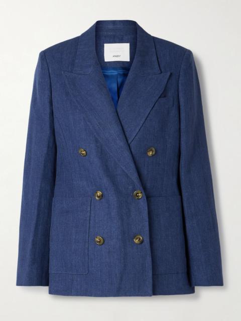 Citizens of Humanity + Argent Chelsea double-breasted linen blazer Blue