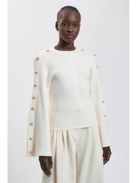 KAREN MILLEN Military Button Up Sleeved Knitted Jumper