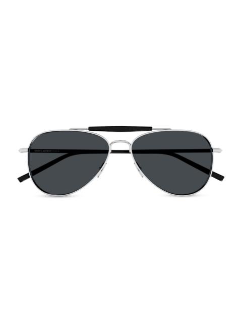 SAINT LAURENT Men's Pilot 57MM Metal Sunglasses - Silver Black
