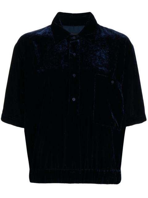 RTA velvet-effect oversize polo shirt