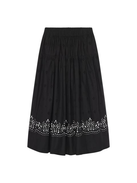 A.L.C. Jay Embroidered Cotton Midi Skirt