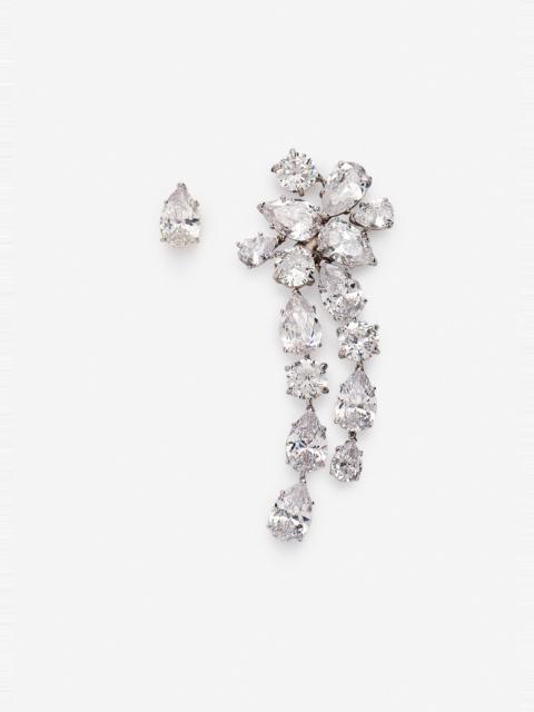 MAGDA BUTRYM Asymmetric crystal cascade earrings in silver