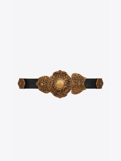 byzantine belt in crackled leather