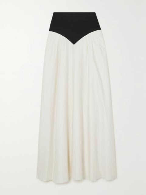 GABRIELA HEARST Mel Paneled Frayed Silk-twill And Merino Wool Maxi Skirt