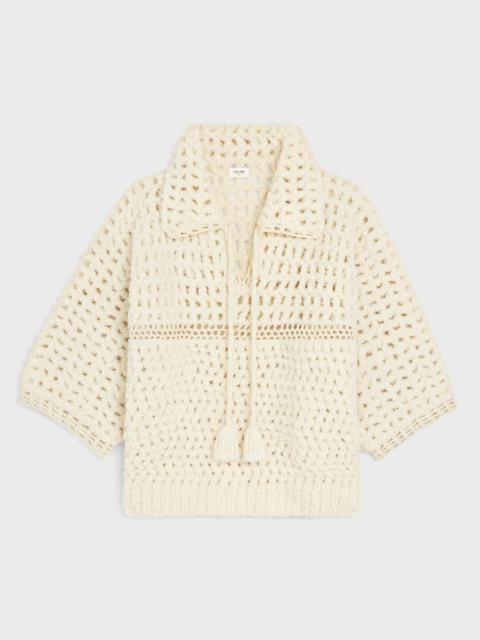 CELINE OPEN-COLLAR SWEATER IN WOOL AND SILK