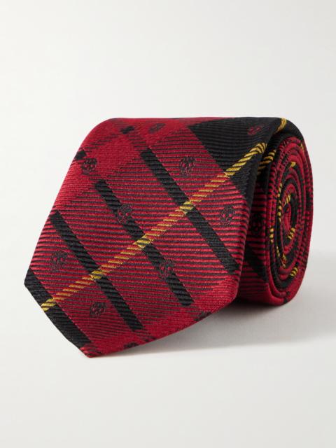 Alexander McQueen 8cm Logo-Embroidered Checked Silk Tie