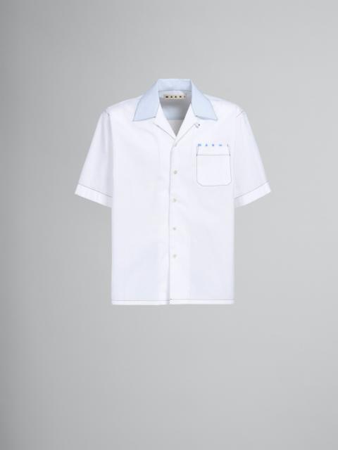 Marni WHITE LOGO PRINT POPLIN BOWLING SHIRT