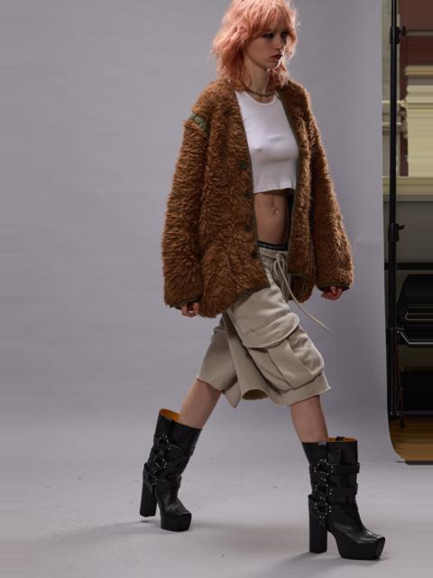 R13 TAPED LINER CARDIGAN - BROWN