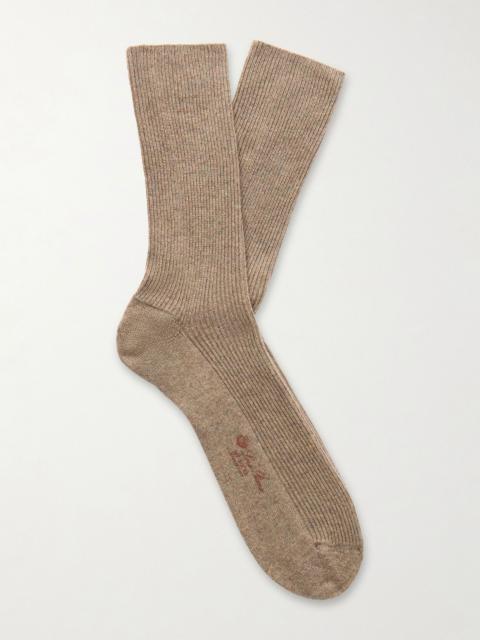 Loro Piana Ribbed Cashmere-Blend Socks Brown