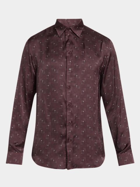 EMPORIO ARMANI Men's Overlapping Square Silk Button-Front Shirt
