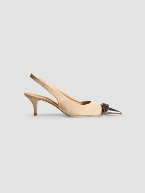 JW Anderson Women's Buckle Suede & Leather Slingback Pumps - Taupe Black