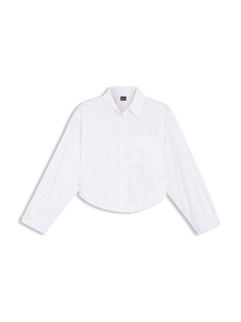 BOSS OVERSIZE-FIT CROPPED BLOUSE IN COTTON POPLIN