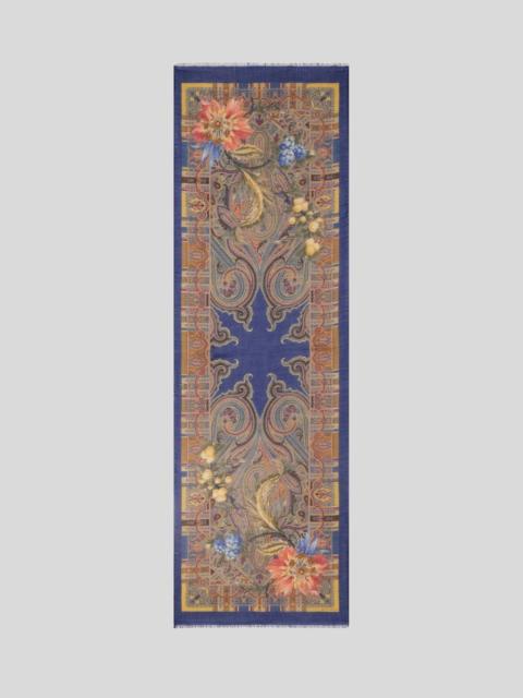 Etro WOOL, CASHMERE AND SILK SCARF WITH PAISLEY AND FLOWER MOTIF