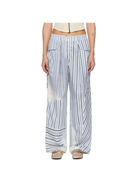 OPEN YY Beige Paneled Pajama Trousers | REVERSIBLE