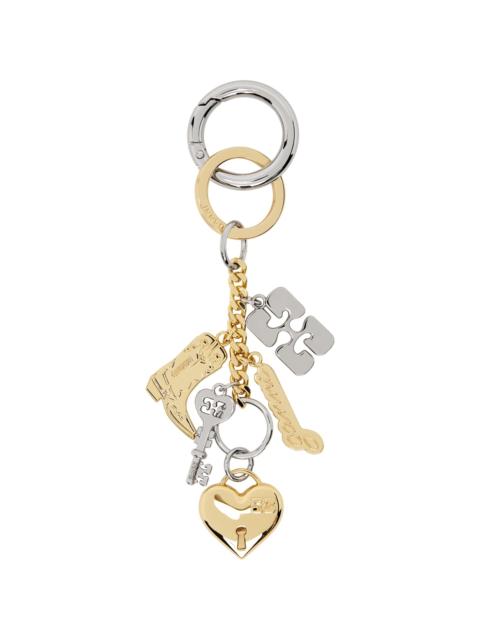 GANNI Gold & Silver Bou Charms Keychain