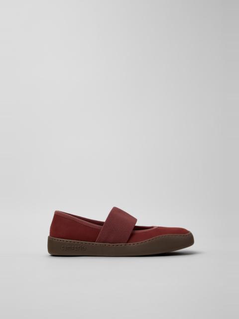 CAMPER Peu Touring Burgundy Nubuck Ballerinas for Women.