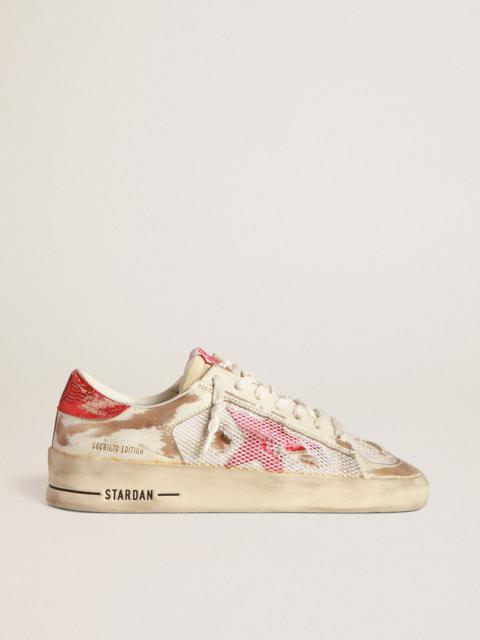 Stardan LAB sneakers in white leather and mesh with red laminated leather star