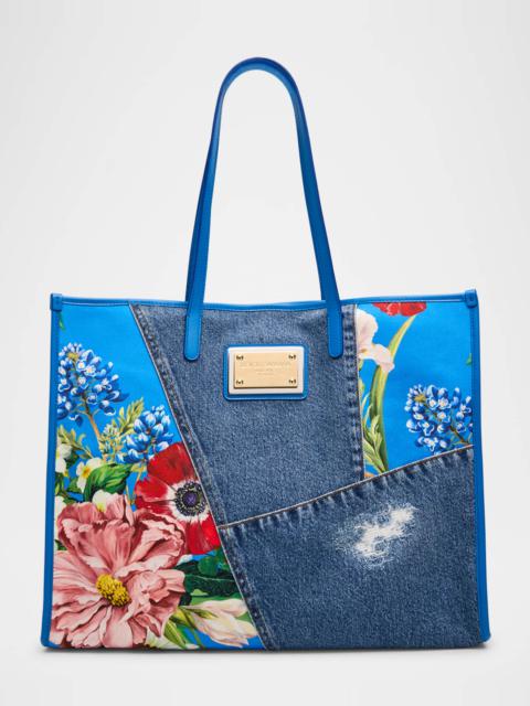 Dolce & Gabbana Floral Denim Tote Bag