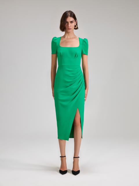 self-portrait Green Crepe Midi Dress