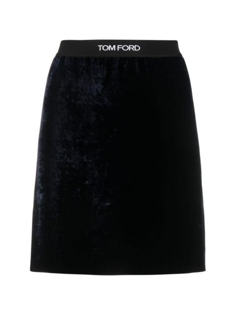 TOM FORD logo-intarsia velvet miniskirt