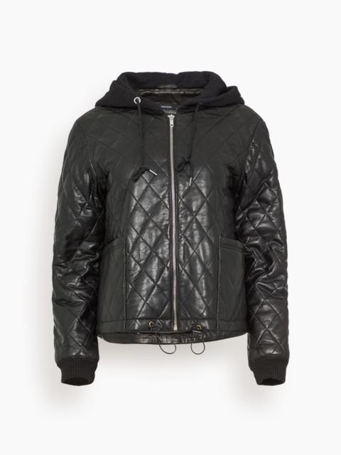 R13 Quilted Jacket with Hood in Black