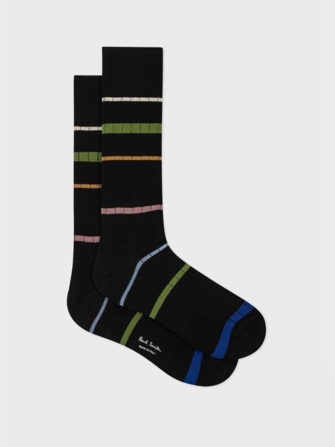 Paul Smith Black Spaced Stripe Ribbed Socks