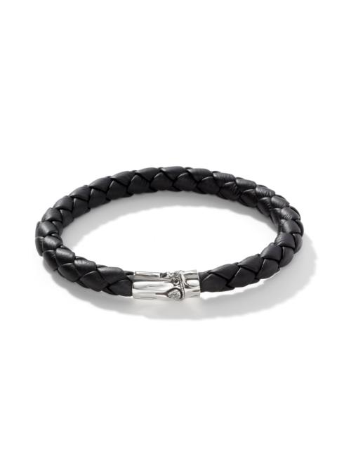 JOHN HARDY Leather Bamboo Station Bracelet, Silver