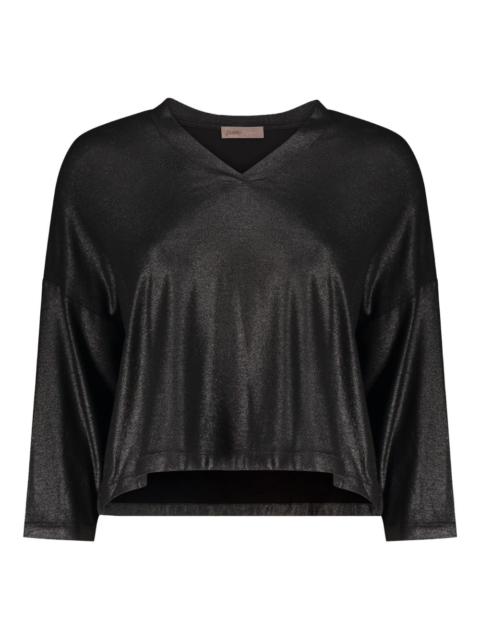 Herno V-neck metallic top