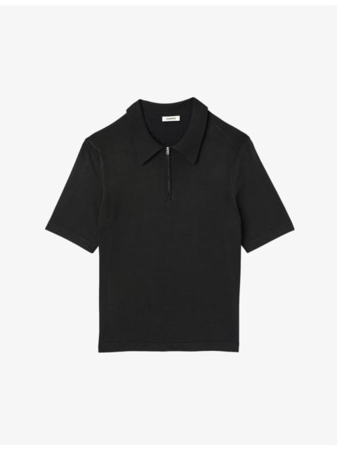 Sandro Zipped stretch-woven polo shirt