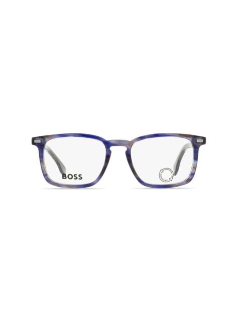BOSS marbled rectangle-frame glasses