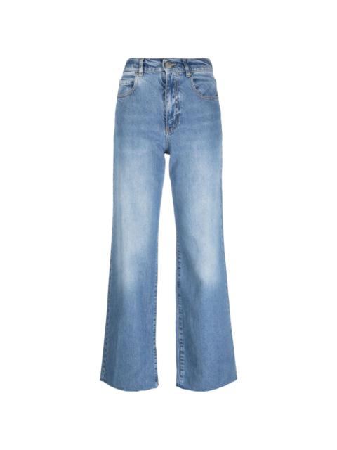 faded-effect wide-leg jeans