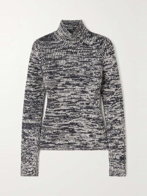 Two-tone wool and silk-blend turtleneck sweater