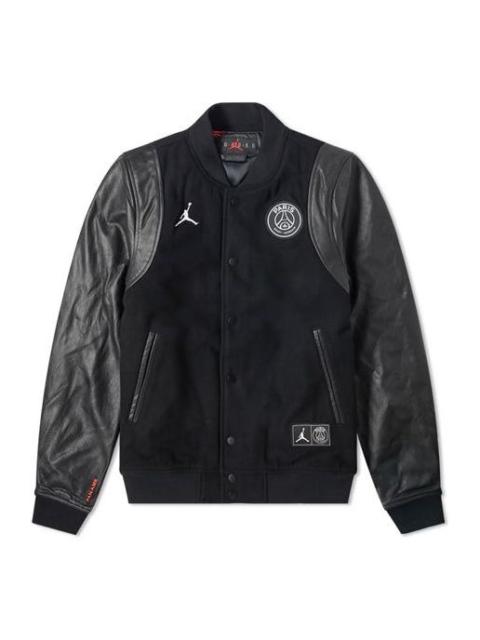 Jordan Air Jordan x PSG Crossover Paris Saint-Germain Varsity Sports baseball uniform Jacket Black BQ8363-0