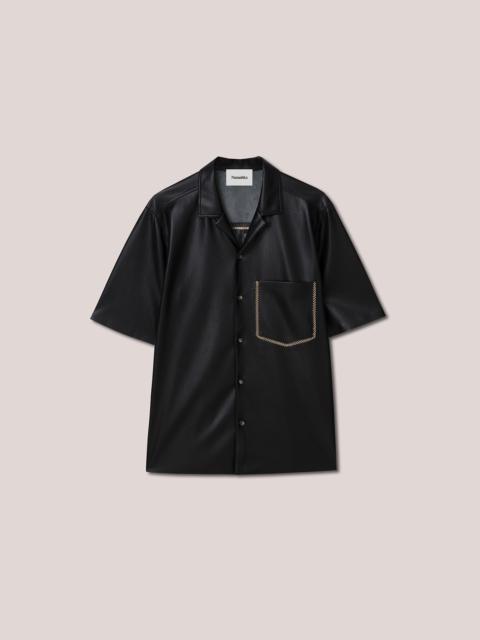 Nanushka BODIL - Vegan leather merrow-stitch shirt - Black
