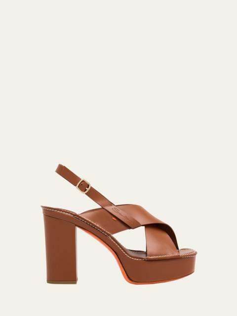 Santoni Donna Rose Platform Leather Sandals