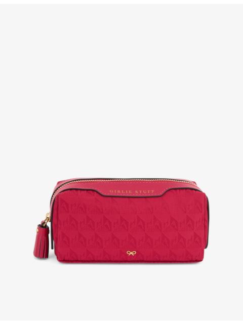 Anya Hindmarch Girlie Stuff logo-jacquard recycled-nylon pouch
