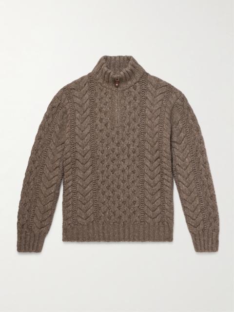 Loro Piana Cable-Knit Cashmere Half-Zip Sweater