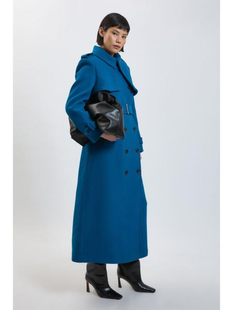 KAREN MILLEN Petite Wool Pu Mix Tailored Belted Trench Maxi Coat