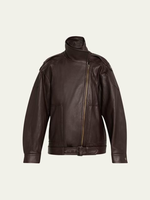 Vince Oversized Leather Aviator Jacket