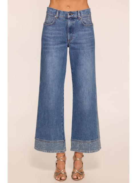 RAMY BROOK Lea Cropped Embellished Wide Leg Jean