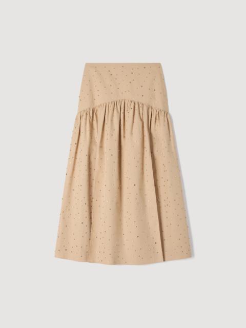 Sandro MAXI RHINESTONE COTTON SKIRT