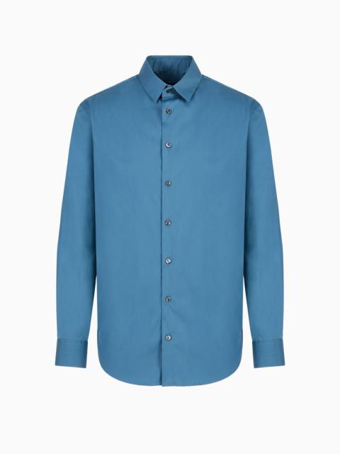 Plain-knit stretch cotton shirt