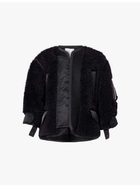 sacai Contrast-Trims Faux-Shearling Blouson Jacket