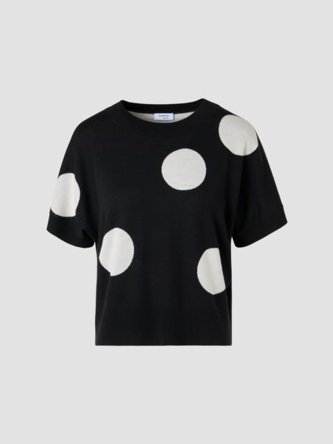 AKRIS Women's Polka Dot Virgin Wool Intarsia Knit Sweater - Black Cream