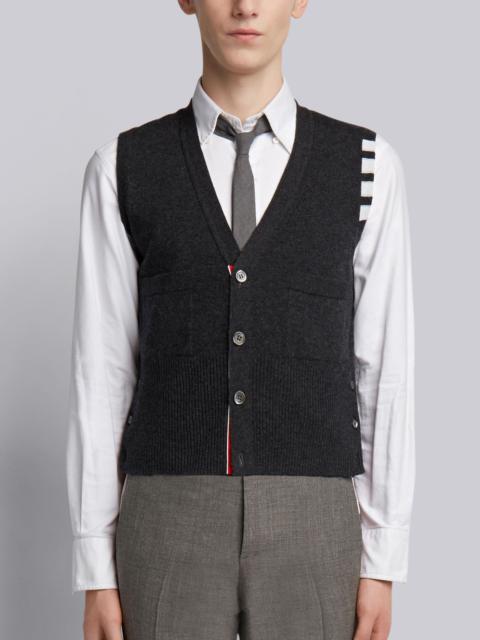 Charcoal Cashmere 4-bar V-neck Waistcoat