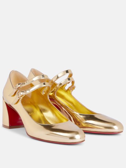 Christian Louboutin Miss Jane mirrored leather Mary Jane pumps