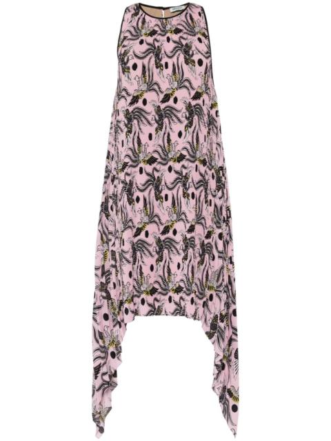 KENZO bird-print plissÃ© midi dress