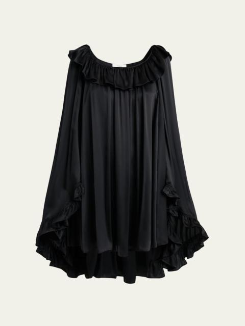 Chloé Silk Satin Ruffle Mini Dress